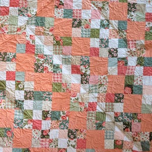 Modern Lap Quilt, Handmade Quilt, Modern Throw, Patchwork Quilt, Bedding, Home Decor, Floral Quilt, Valentine Quilt
