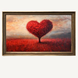 Valentine&#39;s Day Samsung Frame Frame Tv Art, Impressionist Frame Tv Art | Vintage Valentine Red Heart Tree Digital Frame for TV, LG Tv Art
