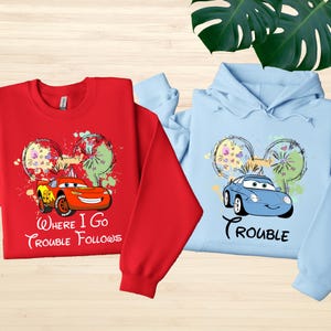 Disney Cars Couple Sweatshirt, Sally and McQueen Matching Shirt, Disney Cars Movie Shirt, Lightning McQueen, Cars Disney Trip Sweatshirt