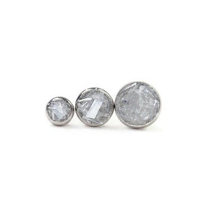 White Selenite Hypoallergenic Stainless Steel Stud Earrings Crushed Stone Gypsum