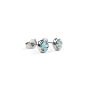 Blue Turquoise Stone Hypoallergenic Stainless Steel Stud Earrings