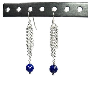 Lapis Lazuli Geo Drop Sterling Silver Earrings