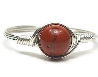 Red Jasper .999 Fine Silver Wire Wrapped Ring