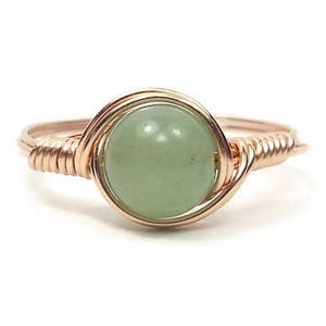 Green Aventurine 14k Rose Gold Filled Wire Wrapped Ring Custom Sized image 1