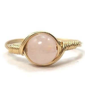 Rose Quartz 14k Yellow Gold Filled Wire Wrapped Ring image 2