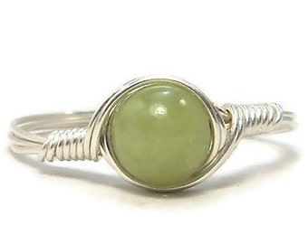 Natural Green Peridot Olivine Ring .999 Fine Silver August Birthstone