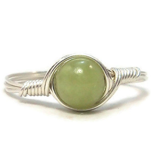 Natural Green Peridot Olivine Ring .999 Fine Silver August Birthstone