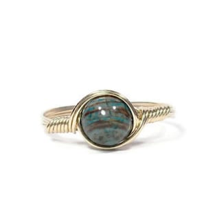 Imperial Jasper 14k Yellow Gold Fill Wire Wrapped Ring