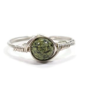 Russian Serpentine .999 Fine Silver Wire Wrapped Ring