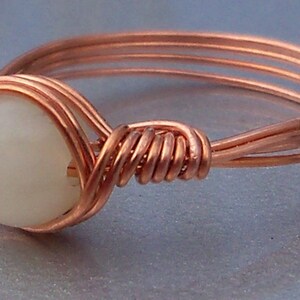 Sea Foam New Jade Copper Wire Wrapped Ring afbeelding 2