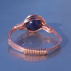 Blue Lapis Lazuli and Copper Wire Wrapped Ring image 3