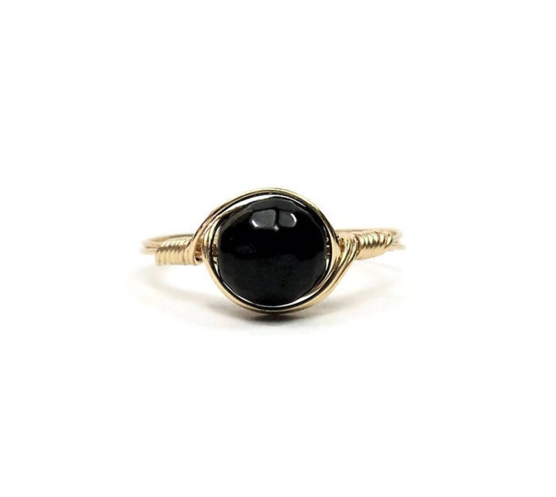 LG Faceted Black Tourmaline Ring 14k Yellow Gold Fill Wire | Etsy