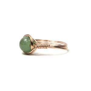 Green Aventurine 14k Rose Gold Filled Wire Wrapped Ring Custom Sized image 2