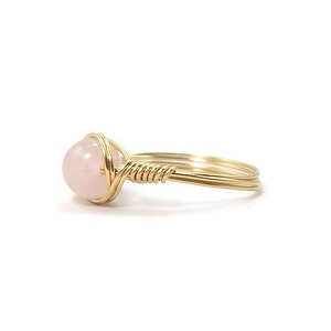 Rose Quartz 14k Yellow Gold Filled Wire Wrapped Ring image 3