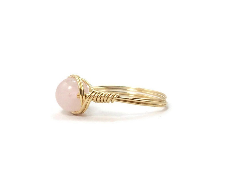 Rose Quartz 14k Yellow Gold Filled Wire Wrapped Ring image 3