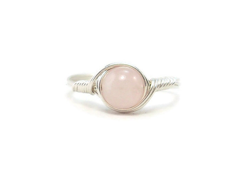 Rose Quartz Ring,  Stone Ring, Argentium Sterling Silver Ring, Wire Wrapped Ring 