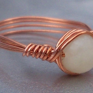 Sea Foam New Jade Copper Wire Wrapped Ring image 3