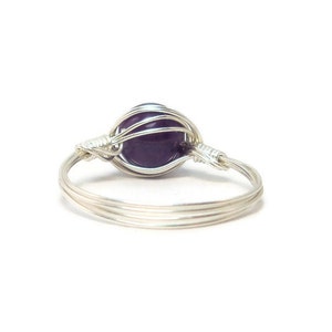 LG Amethyst Gemstone .999 Fine Silver Wire Wrapped Ring image 4