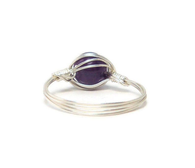 LG Amethyst Gemstone .999 Fine Silver Wire Wrapped Ring image 4