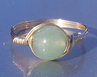 Large Green Aventurine Ring,  14k Gold Filled Ring, Wire Wrapped Large Stone Ring