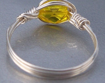 yellow glass ring ヴィンテージイエローガラスリング Yellow Glass Ring For Sale at 1stDibs