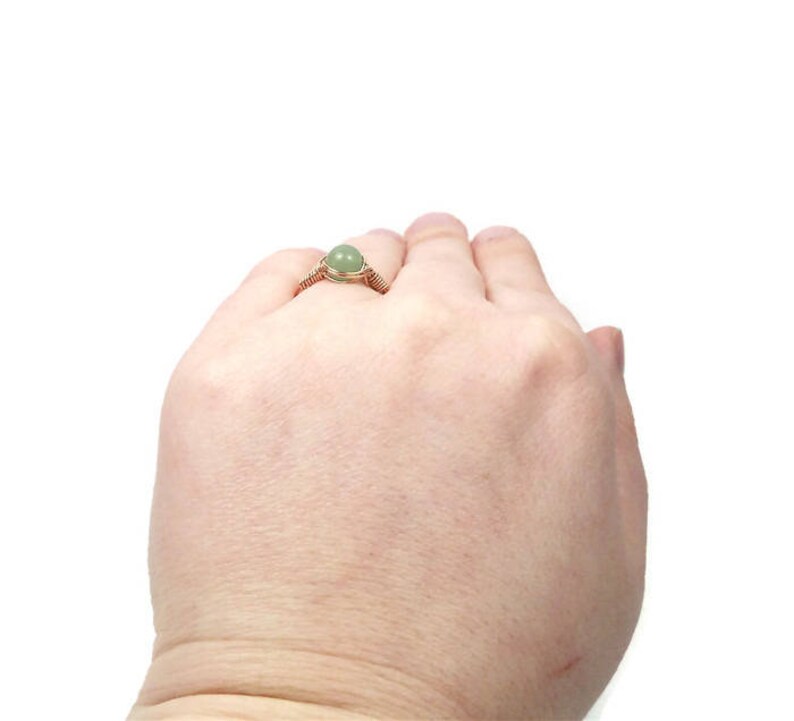 Green Aventurine 14k Rose Gold Filled Wire Wrapped Ring Custom Sized image 5