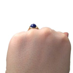 Lg Blue Lapis Lazuli Star Facet 14k Yellow Gold Wire Wrapped Ring Custom Sized image 8