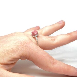 Lg Star Facet Pink Rhodonite Wire Wrapped Ring Custom Sized 14k Yellow Gold Fill Rose Gold Fill .999 Fine Silver image 7