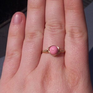 Pink Magnesite 14k Yellow Gold Filled Wire Wrapped Ring image 5