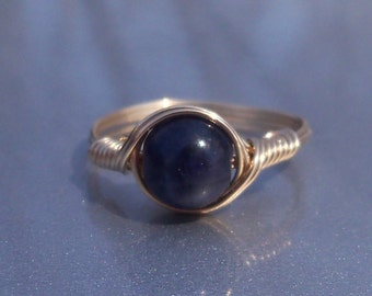 Iolite 14k Yellow Gold Fill Wire Wrapped Stone Ring