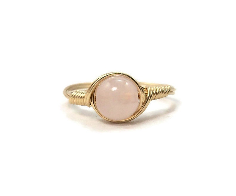 Rose Quartz 14k Yellow Gold Filled Wire Wrapped Ring image 2