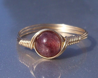 Muscovite 14k Yellow Gold Filled Wire Wrapped Stone Mineral Ring