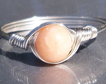 Peach Quartz .999 Fine Silver Wire Wrapped Ring