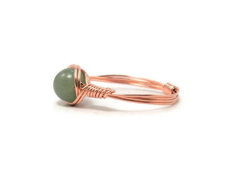 Green Aventurine Copper Ring Custom Sized Wire Wrapped Ring image 3