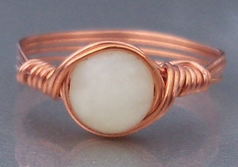 Sea Foam New Jade Copper Wire Wrapped Ring afbeelding 1