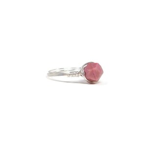 Lg Star Facet Pink Rhodonite Wire Wrapped Ring Custom Sized 14k Yellow Gold Fill Rose Gold Fill .999 Fine Silver image 4