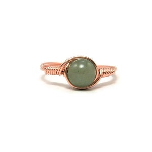 Green Aventurine Copper Ring Custom Sized Wire Wrapped Ring image 2