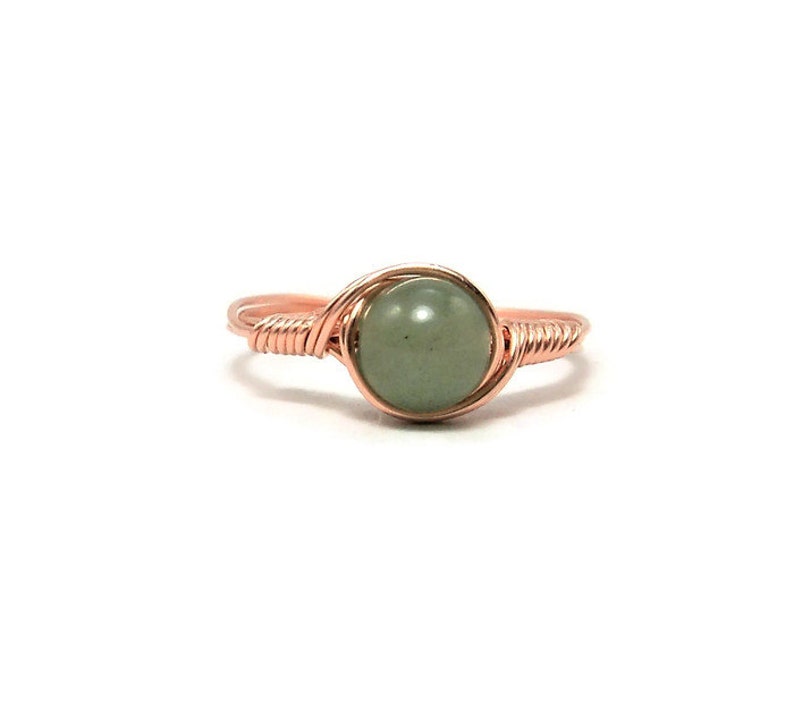 Green Aventurine Copper Ring Custom Sized Wire Wrapped Ring image 2