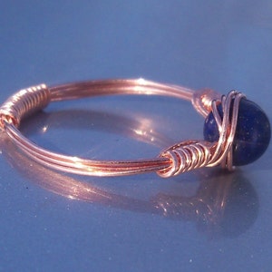 Blue Lapis Lazuli and Copper Wire Wrapped Ring image 4
