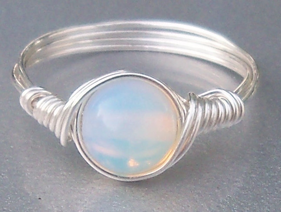 Opaline Argentium Sterling Silver Wire Wrapped Ring | Etsy