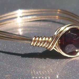 Red Onyx Czech Glass 14k Gold Filled Wire Wrapped Custom Sized Ring
