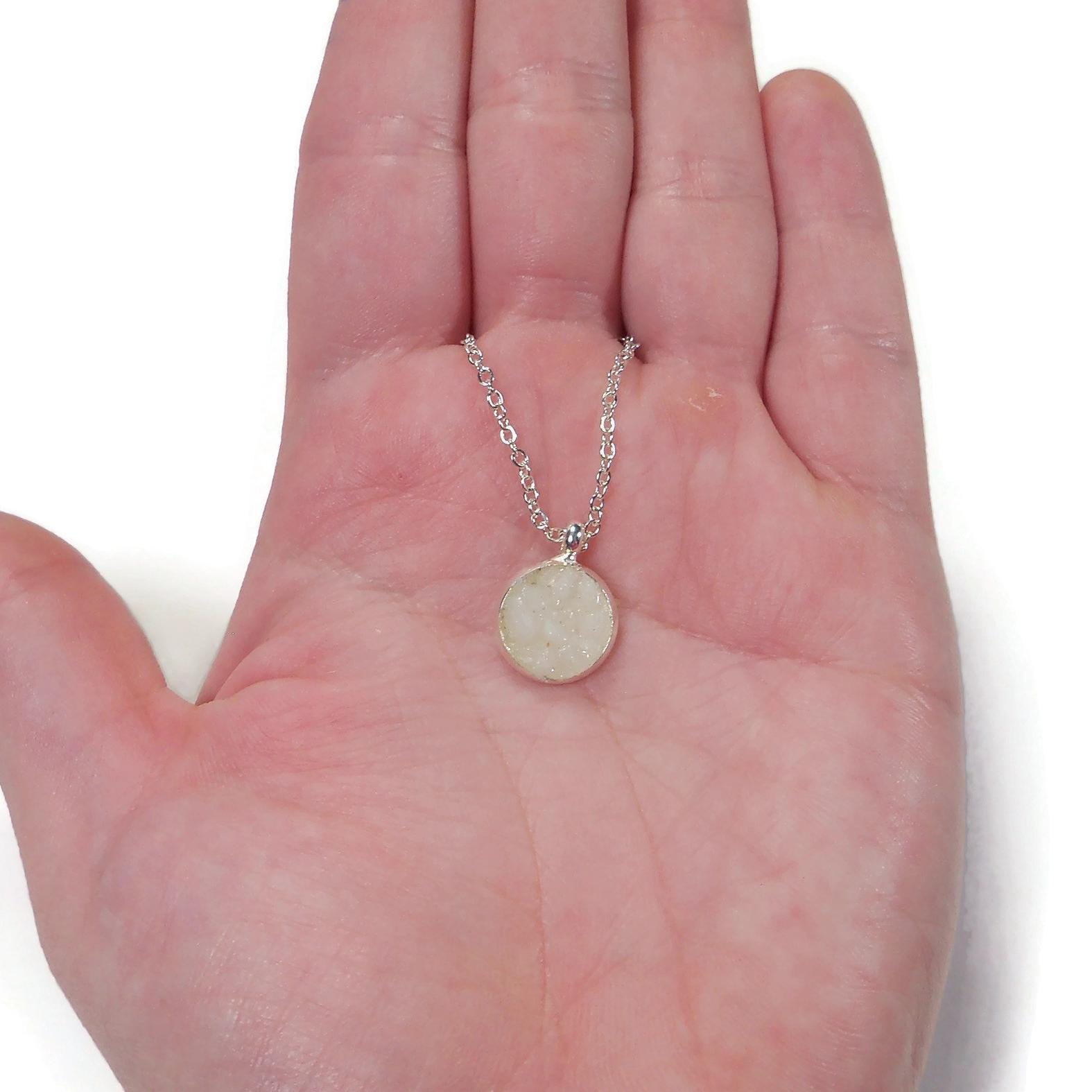 White Snow Quartz Silver Plated 18" Crushed Stone Necklace