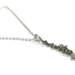 Crushed Stone Sterling Silver Pendant Necklace- Pyrite, Spectral Hematite,