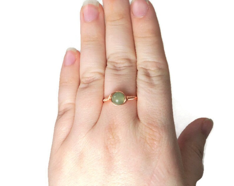 Green Aventurine Copper Ring Custom Sized Wire Wrapped Ring image 5