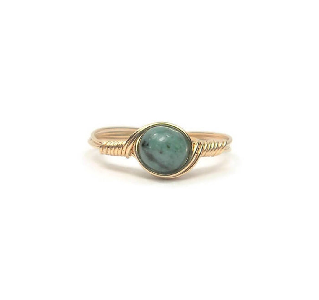 African Jade 14k Yellow Gold Fill Wire Wrapped Ring - Etsy