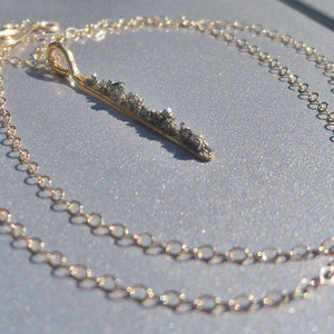 Crushed Stone 14K Gold Fill Pendant Necklace Pyrite, Spectral Hematite image 2