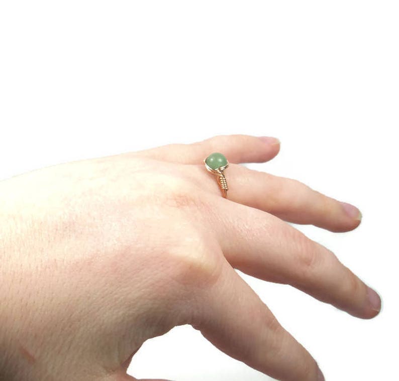 Green Aventurine 14k Rose Gold Filled Wire Wrapped Ring Custom Sized image 6