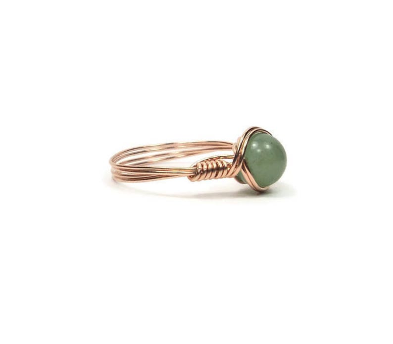 Green Aventurine 14k Rose Gold Filled Wire Wrapped Ring Custom Sized image 3