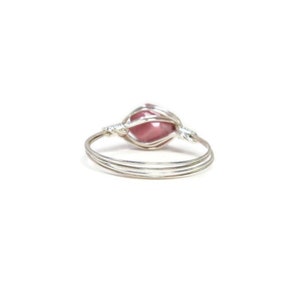Lg Star Facet Pink Rhodonite Wire Wrapped Ring Custom Sized 14k Yellow Gold Fill Rose Gold Fill .999 Fine Silver image 3