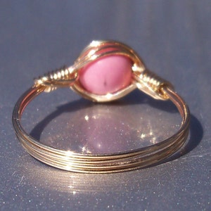Pink Magnesite 14k Yellow Gold Filled Wire Wrapped Ring image 3